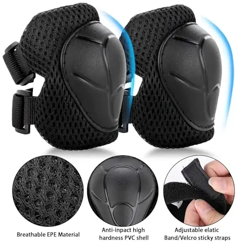 WayEee Kids Bike Helmet Set Knee Pads Adjustable Protective Gear, 3-14 Age | 7pcs skateboard set with knee pads elbow pads wrist guards double size sport cycling bike roller skating scooter boys girls - 5