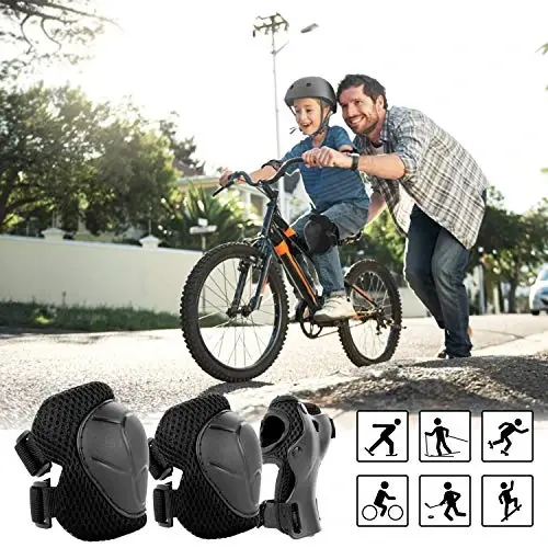 WayEee Kids Bike Helmet Set Knee Pads Adjustable Protective Gear, 3-14 Age | 7pcs skateboard set with knee pads elbow pads wrist guards double size sport cycling bike roller skating scooter boys girls - 6