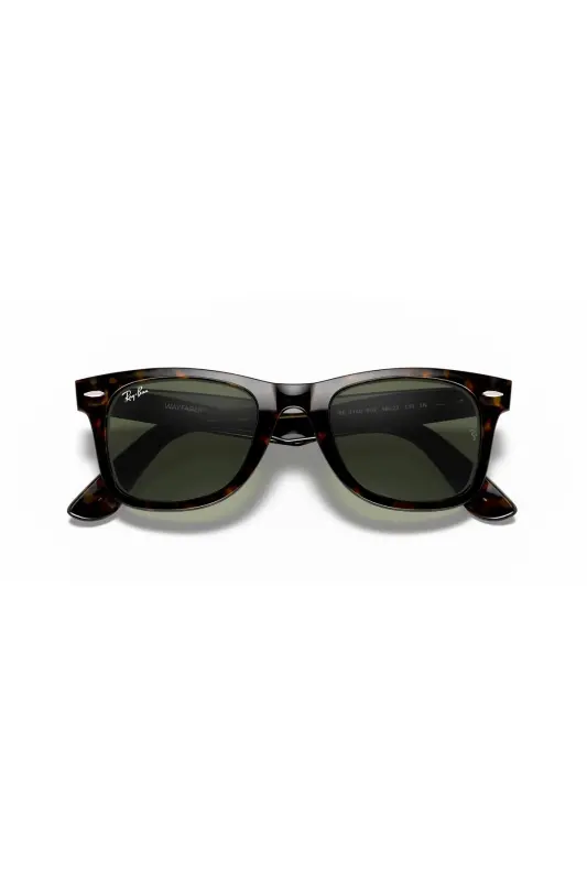 Wayfarer Dark Tortoise Coffee Bone Frame Green Lens Unisex Sunglasses Rb 2140 9012 - 6