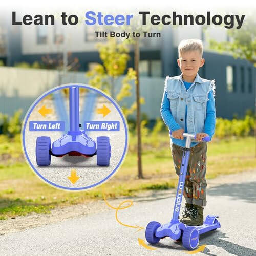 WAYPLUS 3 Wheel Scooter for Kids Ages 3+, 25mm Extra Thick Deck & Light Up Wheels for Kids Ages 3-5, 5-7. 4 Levels Adjustable Heights, Three Wheel Scooter for Kids Ages 8-12, Max Load 180LBS - 5