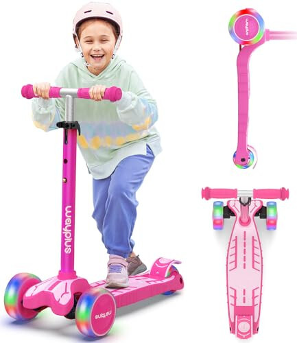 WAYPLUS 3 Wheel Scooter for Kids Ages 3+, 25mm Extra Thick Deck & Light Up Wheels for Kids Ages 3-5, 5-7. 4 Levels Adjustable Heights, Three Wheel Scooter for Kids Ages 8-12, Max Load 180LBS - 8