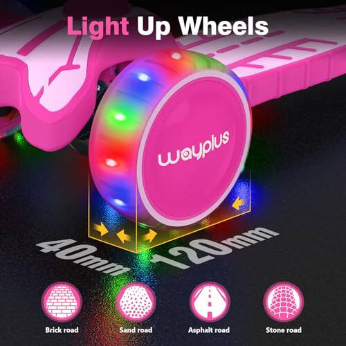 WAYPLUS 3 Wheel Scooter for Kids Ages 3+, 25mm Extra Thick Deck & Light Up Wheels for Kids Ages 3-5, 5-7. 4 Levels Adjustable Heights, Three Wheel Scooter for Kids Ages 8-12, Max Load 180LBS - 10