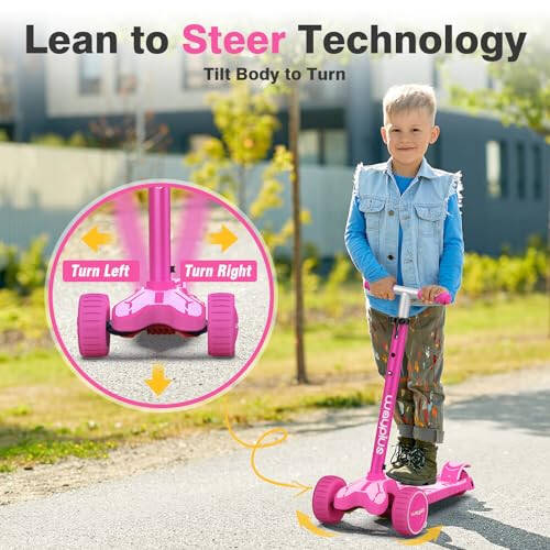 WAYPLUS 3 Wheel Scooter for Kids Ages 3+, 25mm Extra Thick Deck & Light Up Wheels for Kids Ages 3-5, 5-7. 4 Levels Adjustable Heights, Three Wheel Scooter for Kids Ages 8-12, Max Load 180LBS - 12