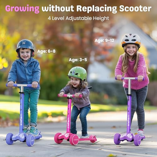 WAYPLUS 3 Wheel Scooter for Kids Ages 3+, 25mm Extra Thick Deck & Light Up Wheels for Kids Ages 3-5, 5-7. 4 Levels Adjustable Heights, Three Wheel Scooter for Kids Ages 8-12, Max Load 180LBS - 2