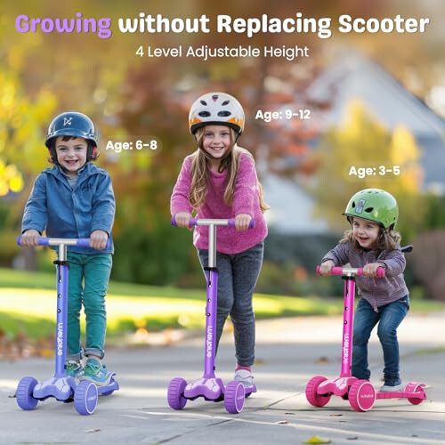 WAYPLUS 3 Wheel Scooter for Kids Ages 3+, 25mm Extra Thick Deck & Light Up Wheels for Kids Ages 3-5, 5-7. 4 Levels Adjustable Heights, Three Wheel Scooter for Kids Ages 8-12, Max Load 180LBS - 2