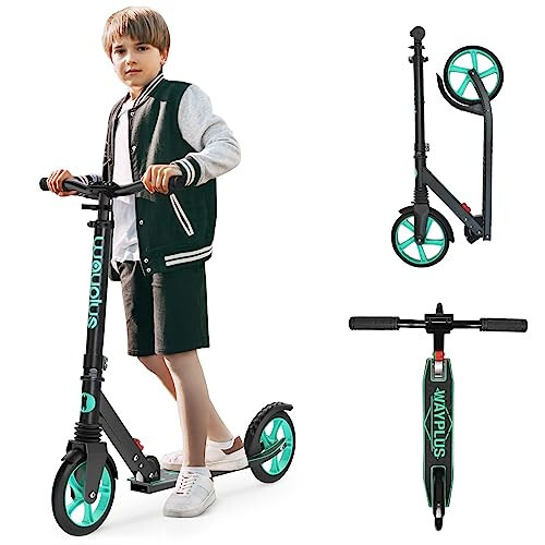 WAYPLUS 6 yoshdan katta bolgan bolalar, o'smirlar va kattalar uchun Kick Scooter. Maksimal yuk 240 LBS. Katlanadigan, engil, bolalar, o'smirlar va kattalar uchun 8 INCH katta g'ildiraklar, 4 sozlanadigan daraja. ABEC9 podshipnik - 1