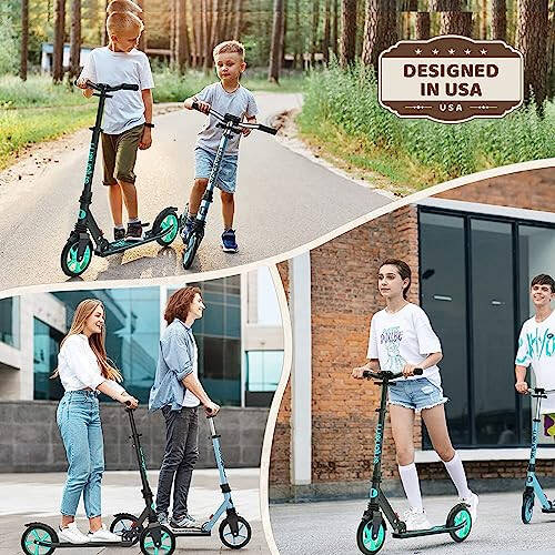 WAYPLUS Kick Scooter for Ages 6+, Kid, Teens & Adults. Max Load 240 LBS. Foldable, Lightweight, 8IN Big Wheels for Kids, Teen and Adults, 4 Adjustable Levels. Bearing ABEC9 - 5