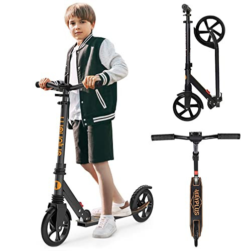 WAYPLUS Kick Scooter for Ages 6+, Kid, Teens & Adults. Max Load 240 LBS. Foldable, Lightweight, 8IN Big Wheels for Kids, Teen and Adults, 4 Adjustable Levels. Bearing ABEC9 - 1