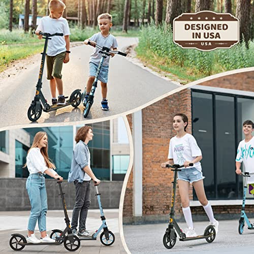 WAYPLUS Kick Scooter for Ages 6+, Kid, Teens & Adults. Max Load 240 LBS. Foldable, Lightweight, 8IN Big Wheels for Kids, Teen and Adults, 4 Adjustable Levels. Bearing ABEC9 - 6