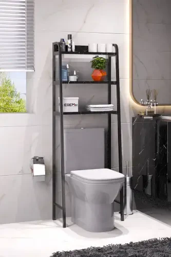 Wc Backrest Toilet Shelf Toilet Top Shelf and Organizer Towel Rack Bathroom Organizer - EGEMEV (1)