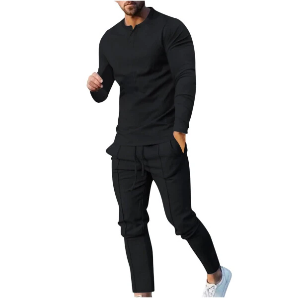 Wdfiry Men's 2 Piece Tracksuits Fashion Casual Athletic Jogging Outfits Long Sleeve Track Suits for Men Set Sports Suit - WDFIRY