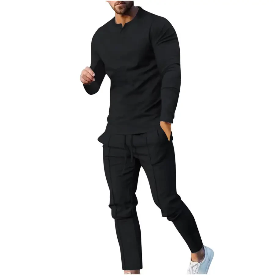 Wdfiry Men's 2 Piece Tracksuits Fashion Casual Athletic Jogging Outfits Long Sleeve Track Suits for Men Set Sports Suit - 1