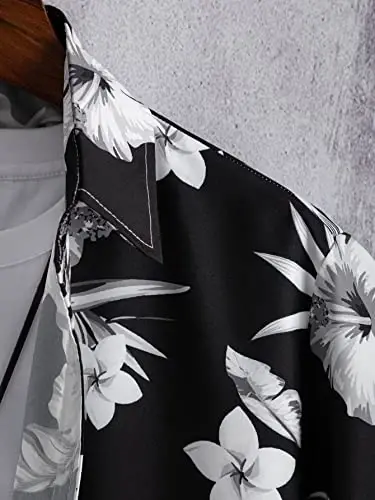 WDIRARA Men's Button Up Short Sleeve Cat Print Beachwear Striped Pocket Hawaiian Shirt Casual Collar Top - 4