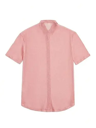 WDIRARA Men's Button Up Short Sleeve Cat Print Beachwear Striped Pocket Hawaiian Shirt Casual Collar Top - 2