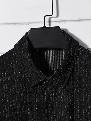 WDIRARA Men's Casual Button Down Shirts Summer Beach Shirts Short Sleeve Textured Vacation Collar Top Beige Large - 3