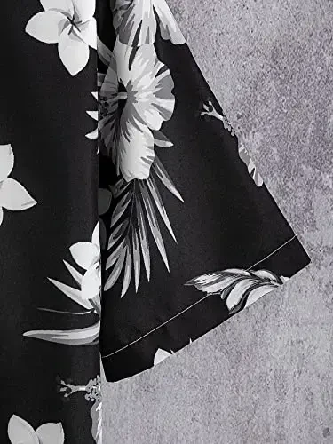 WDIRARA Men's Button Up Short Sleeve Cat Print Beachwear Striped Pocket Hawaiian Shirt Casual Collar Top - 5