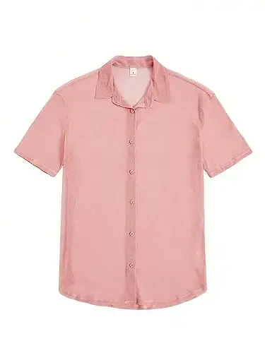 WDIRARA Men's Button Up Short Sleeve Cat Print Beachwear Striped Pocket Hawaiian Shirt Casual Collar Top - 1