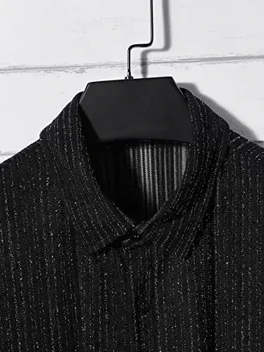 WDIRARA Men's Button Up Short Sleeve Cat Print Beachwear Striped Pocket Hawaiian Shirt Casual Collar Top - 3