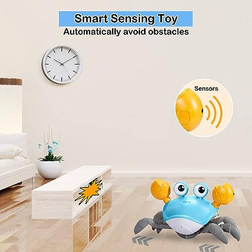 WDQT Crawling Crab Baby Toy-Gifts Infant Tummy Time Toys Build in Rechargeable Battery,Baby Toys with Music and LED Light for 0-6 6-12 1-3 4+ Year Old Boys Girls Toddler（Blue） - 5