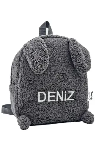 [ WE ARE WRITING THE NAME YOU WANT WITH EMBROIDERY ] Rabbit Anthracite 0-8 Years Old Children's Backpack, Kindergarten - Nursery - Gray - 4