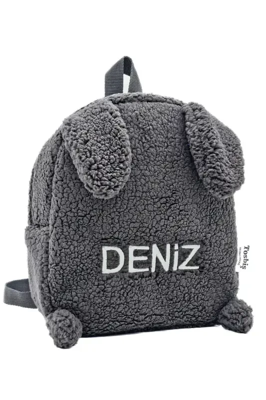 [ WE ARE WRITING THE NAME YOU WANT WITH EMBROIDERY ] Rabbit Anthracite 0-8 Years Old Children's Backpack, Kindergarten - Nursery - Gray - 4