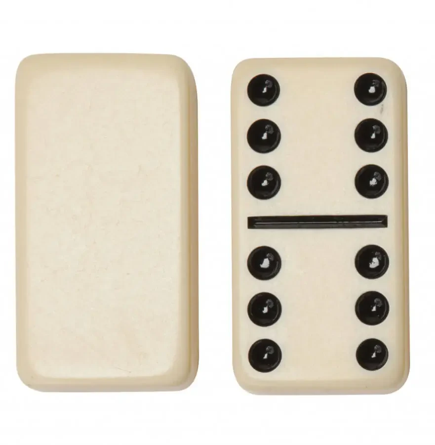 WE Games Classic Double 6 domino toʻplami - Vinil gʻilofli fil suyagi rangli toshlar - Oila va kattalar uchun mukammal oʻyin - Ajoyib sayohat oʻyini - 10