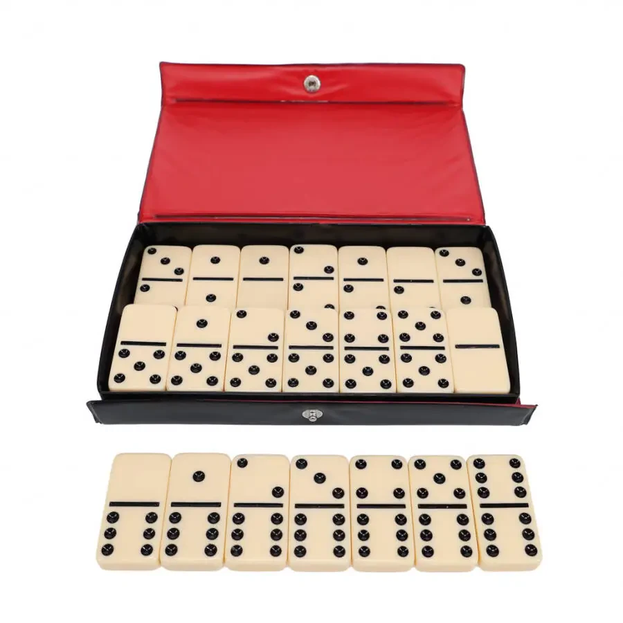WE Games Classic Double 6 domino toʻplami - Vinil gʻilofli fil suyagi rangli toshlar - Oila va kattalar uchun mukammal oʻyin - Ajoyib sayohat oʻyini - 11
