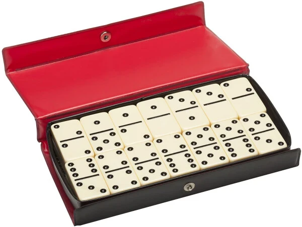 WE Games Classic Double 6 Dominoes Set for Adults with Vinyl Case, Club Size, Ivory - 6