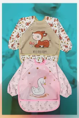 Wearable Sleeved Bib 0-2 Years (SWAN-ROE DEER) - 5