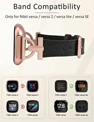 Wearlizer Charm Charm Fitbit Versa 2 ayollar uchun mos, ayollar uchun zamonaviy charm charm bilaguzuk, Fitbit Versa 2/Versa Lite/SE Smart Watch uchun D-shaklidagi metall tokali - 3