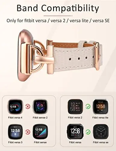 Wearlizer Charmband Fitbit Versa 2 Ayollar uchun mos charm bilaguzuk, Nozik tasmali bilaguzuk, D-shaklli metall tokali Versa/Versa 2/Versa Lite/Versa SE Aqlli soat Lizard Starlight/Rose Gold - 3