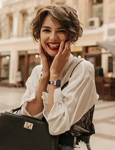 Wearlizer кожаный ремешок, совместимый с браслетами Fitbit Versa 2 для женщин, нарядный тонкий кожаный браслет с D-образной металлической пряжкой для умных часов Fitbit Versa 2/Versa Lite/SE - 6