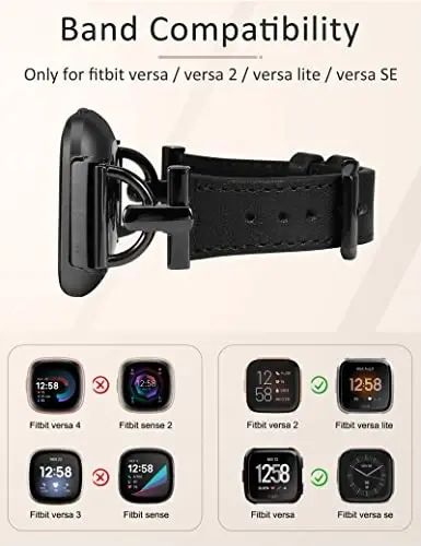 Wearlizer кожаный ремешок, совместимый с браслетами Fitbit Versa 2 для женщин, нарядный тонкий кожаный браслет с D-образной металлической пряжкой для умных часов Fitbit Versa 2/Versa Lite/SE - 3