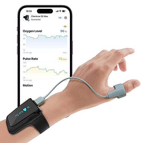 Wearpulse Continuous Wrist Pulse Oximeter, Blood Oxygen Saturation Monitor with Smart reminder, Bluetooth, 72 Hours Endurance Tracking SpO2 and Pulse Rate, Checkme O2 Max with PC Software & APP - 1