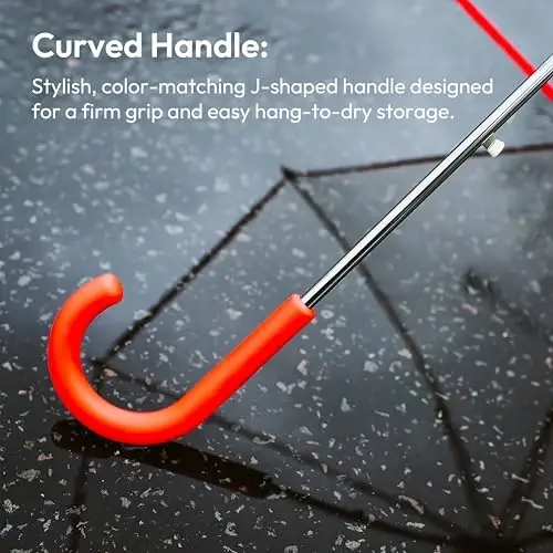 Weather Station Clear Dome Rain Umbrella, Automatic Open, Bubble, Windproof, Waterproof, Lightweight, Full 52 Inch Arc, Stick, Gray Trim - 5
