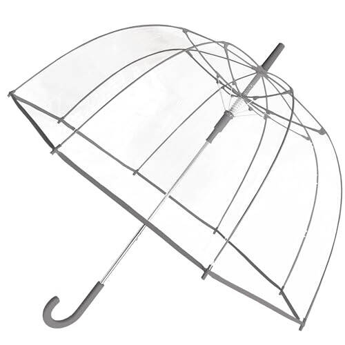 Weather Station Rain Umbrella, Automatic Compact Clear Dome Folding Umbrella, Windproof, Waterproof, Lightweight, and Packable for Travel - 1