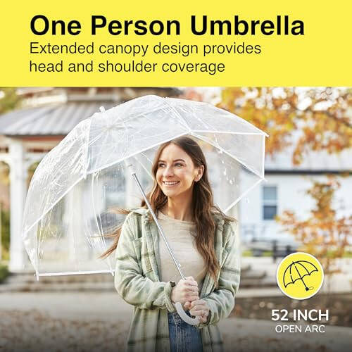 Weather Station Rain Umbrella, Automatic Compact Clear Dome Folding Umbrella, Windproof, Waterproof, Lightweight, and Packable for Travel - 5