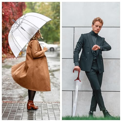 Weather Station Rain Umbrella, Automatic Compact Clear Dome Folding Umbrella, Windproof, Waterproof, Lightweight, and Packable for Travel - 6