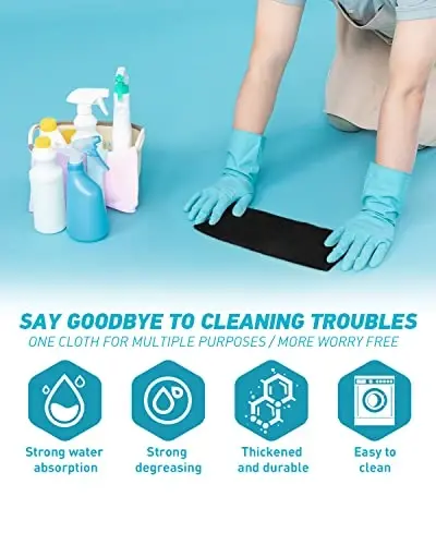 WEAWE Microfiber Cleaning Cloth-50Pcs (13x13 inch) Ultra Soft Highly Absorbent Rags for Cleaning, Reusable and Lint Free Towels for Housekeeping-Machine Wash (Black) - 3