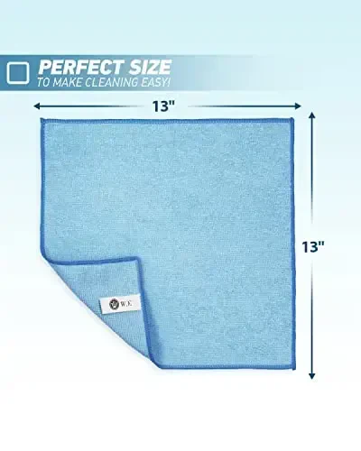 WEAWE Microfiber Tozalash Mato - 24 dona (13x13 dyuym) Uy ishlarini yuritish uchun o'ta yumshoq yuqori absorbentli latta - Mashinada yuvish (ko'k) - WEAWE (1)