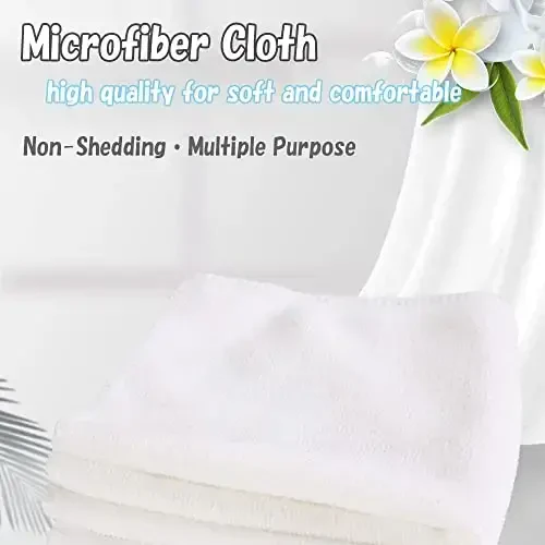 WEAWE Microfiber Tozalash Mato - 24 dona (13x13 dyuym) Uy ishlarini yuritish uchun o'ta yumshoq yuqori darajada singdiruvchi latta - Mashinada yuvish (Oq) - 3