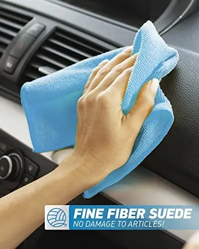 WEAWE Microfiber Cleaning Cloth-24Pcs (13x13 inch) Ultra Soft Highly Absorbent Rags for Housekeeping-Machine Wash (Blue) - 6