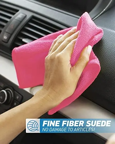 WEAWE Microfiber Cleaning Cloth-24Pcs (13x13 inch) Ultra Soft Highly Absorbent Rags for Housekeeping-Machine Wash (HotPink) - 6