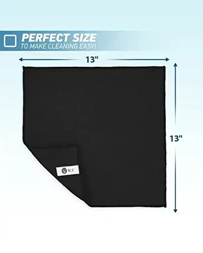 WEAWE Microfiber Cleaning Cloth-24Pcs (13x13 inch) Ultra Soft Highly Absorbent Rags for Housekeeping-Machine Wash (Black) - WEAWE (1)