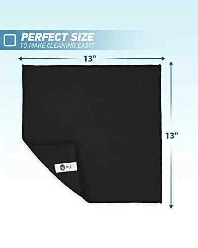 WEAWE Microfiber Cleaning Cloth-24Pcs (13x13 inch) Ultra Soft Highly Absorbent Rags for Housekeeping-Machine Wash (Black) - 2