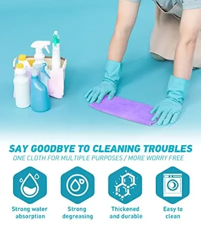 WEAWE Microfiber Cleaning Cloth-24Pcs (13x13 inch) Ultra Soft Highly Absorbent Rags for Housekeeping-Machine Wash (Purple) - 3
