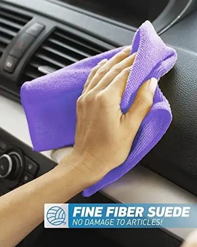 WEAWE Microfiber Cleaning Cloth-24Pcs (13x13 inch) Ultra Soft Highly Absorbent Rags for Housekeeping-Machine Wash (Purple) - 6