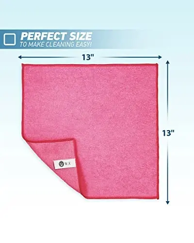 WEAWE Microfiber Cleaning Cloth-50Pcs (13x13 inch) Ultra Soft Highly Absorbent Rags, Reusable and Lint Free Cleaning Towels for Housekeeping-Machine Wash (HotPink) - 2