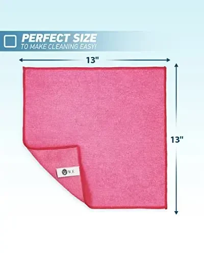 WEAWE Microfiber Cleaning Cloth-50Pcs (13x13 inch) Ultra Soft Highly Absorbent Rags, Reusable and Lint Free Cleaning Towels for Housekeeping-Machine Wash (HotPink) - 2