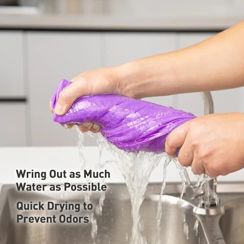 WEAWE Purple Microfiber Cleaning Cloth, Ultra Soft Absorbent Microfiber Cleaning Rags for Housekeeping Cleaning Supplies, Lint Free Reusable Cleaning Cloths for House Washable, Pack of 12 - 5
